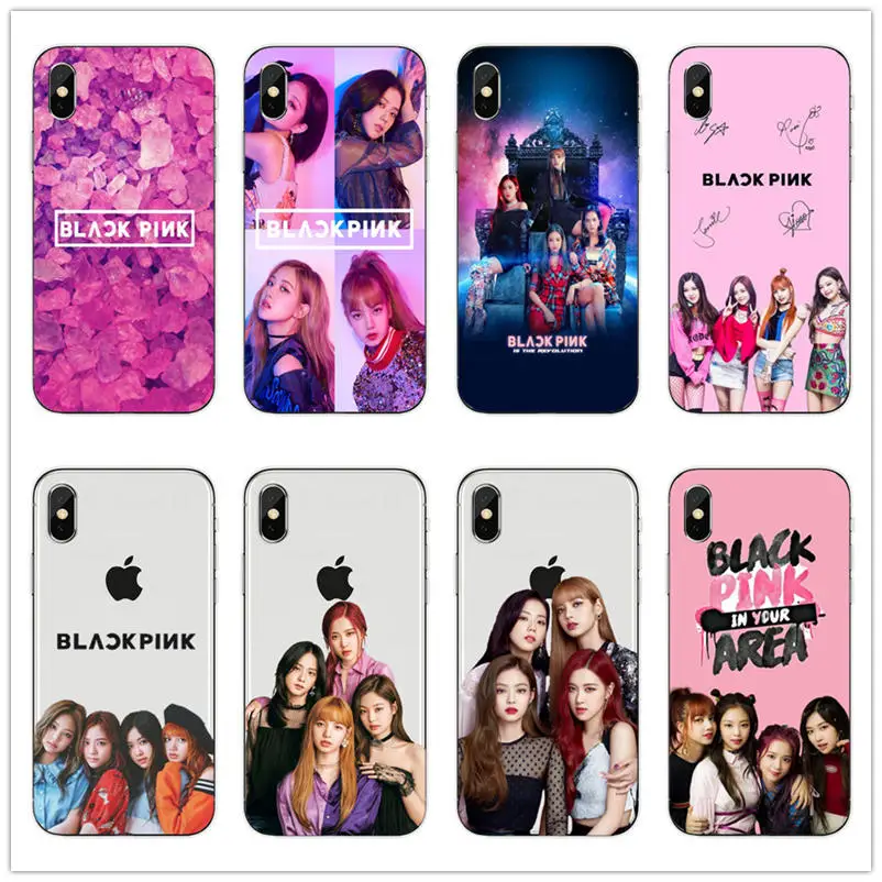 BLACKPINK kpop الكولاج غطاء لينة واضحة TPU جراب هاتف ل apple فون 6 6 S 7 8 زائد X XS ماكس XR 5 5 S SE الأسود الوردي حالات كوكه