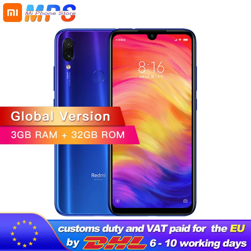 

Global Version Xiaomi Redmi Note 7 3GB RAM 32GB ROM Mobilephone Snapdragon 660 Octa Core 4000mAh 6.3" 2340 x 1080 48+13MP