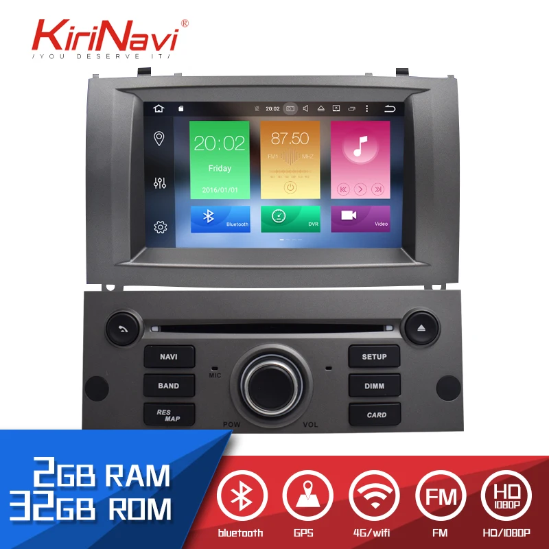 

KiriNavi 7" HD Touch Display Android 9.0 For Peugeot 407 2004-2009 Car Radio MP4 Audio GPS Navigation Multimedia Players