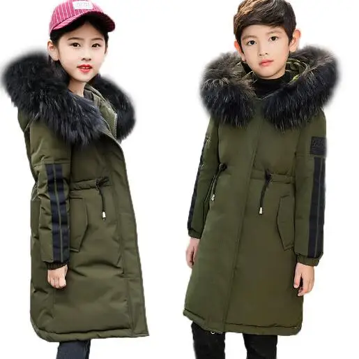 

-30 degrees Kids clothing warm Duck Down jacket for Girls clothes 2019 Winter Thicken Parka Fur Hooded Children Outerwear Coats