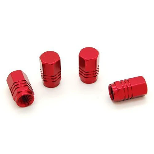 Red tire air valve caps Fit All Schrader valve (pack of 4)in
