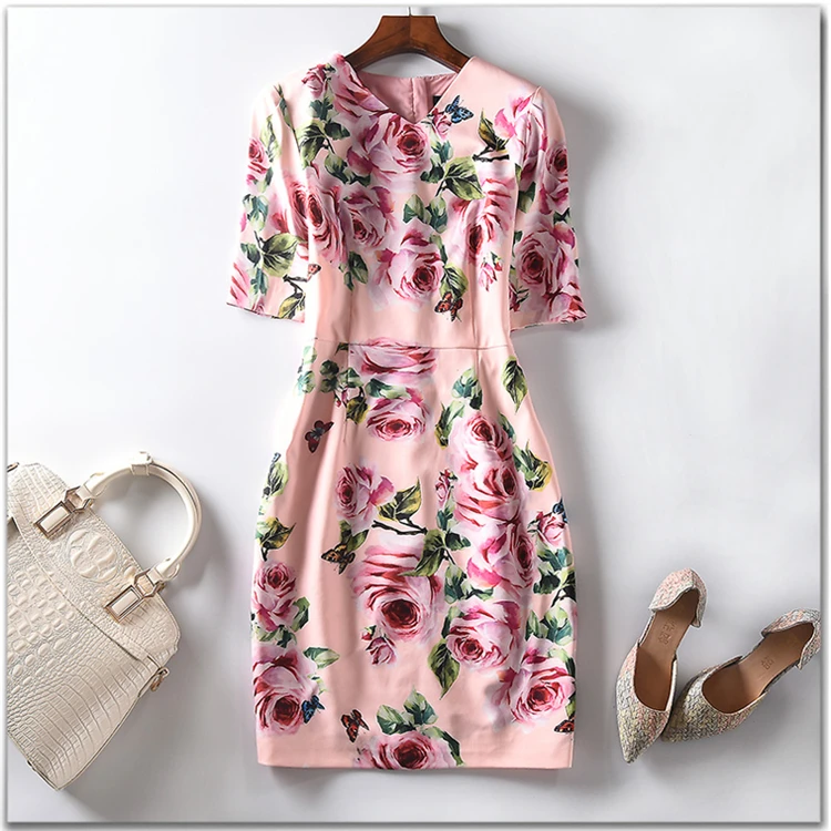 Truevoker дизайнерское женское платье высокого качества с коротким рукавом с розовыми розами и цветочным принтом благородное платье размера плюс XXL Vestido