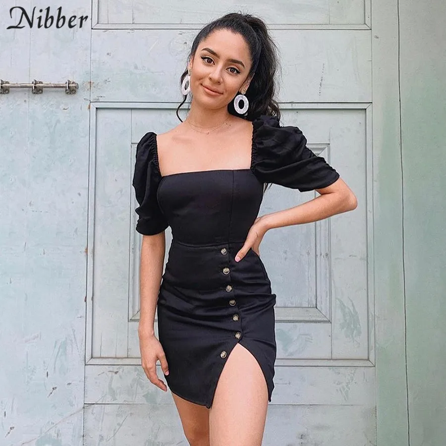 Черные офисные женские элегантные мини платья Nibber 2019 летние модные эластичные