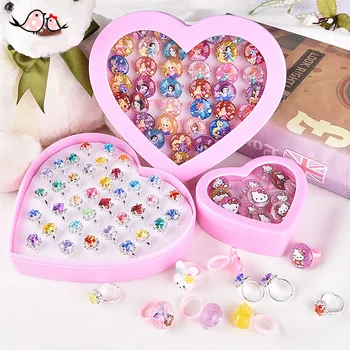 

36 pcs Girls Jewelry Box children cartoon jewel princess Cosmetic case cosmetics storage toy ring finger box Ring set box