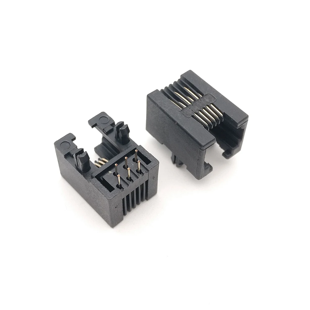 100 шт./лот Новый RJ11 Телефон Модульный сетевой разъем 95001-6P6C 6 Pin LAN PCB все пластмассы |