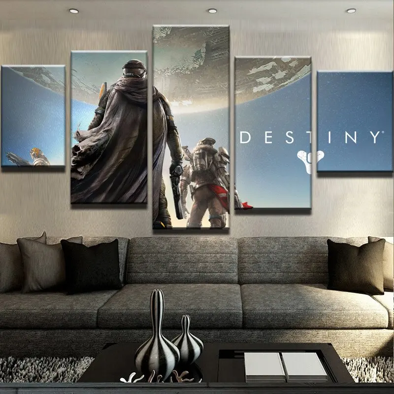 5 Panel Canvas Painting Destiny Pictures Game Poster Home Decor For
