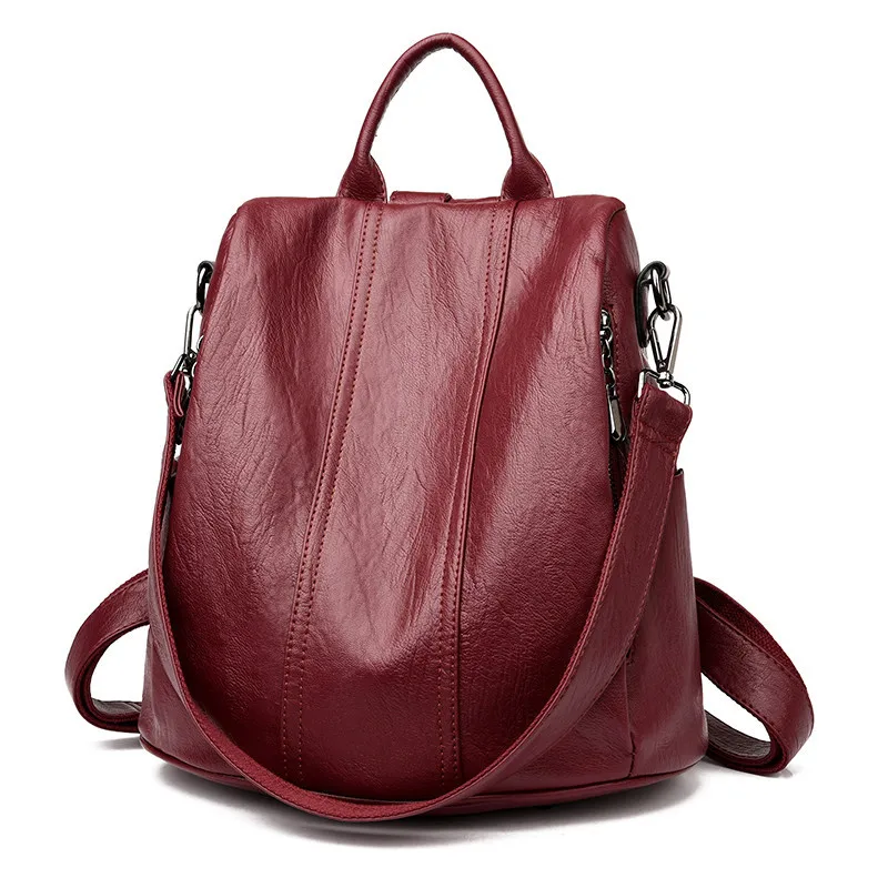 

Women Leather Backpack For Teenager Girls School Bag Shoulder Travel Back pack Rucksacks Sac A Dos Multifunction Female Backpack