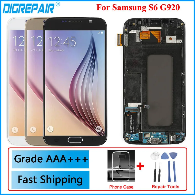 

G920f Display For SAMSUNG Galaxy S6 LCD G920 G920F LCD Display Digitizer Touch Screen Replacements For Samsung S6 Display