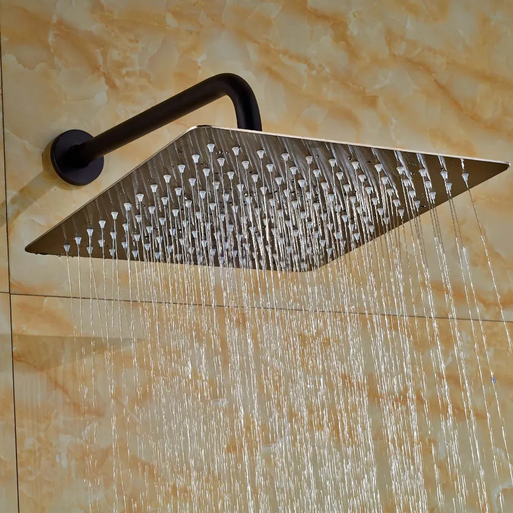 

12 Inches Top Shower Head Black Titanium Rainfall Over-head Sprayer with Shower Arm