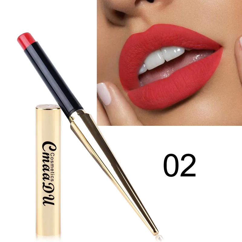 

Gold 12 Color Double Lip Makeup Lipstick Refill Waterproof Durable Light Color Sexy Red Lipstick Beauty Matte Eyeliner Lipstick