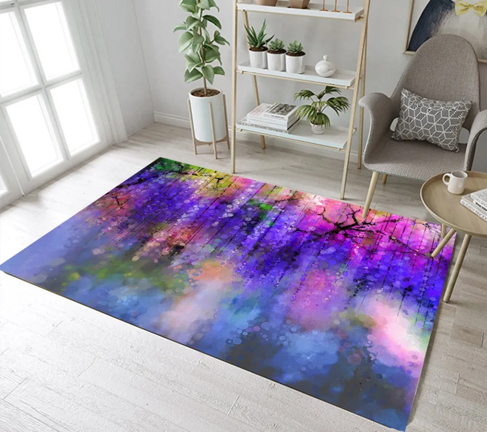 LB Dreamy Purple Flowers Home Doormat Children's Room Cushion Living Area Rugs Bathroom Non-slip Mat Bedroom Floor Carpets | Дом и сад