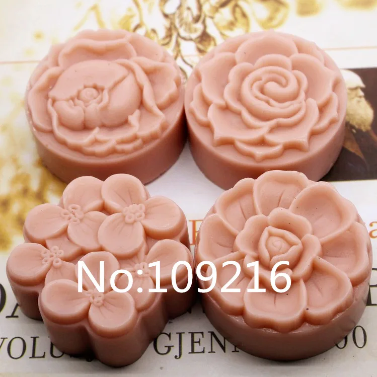 

New Product!!1set Four Flowers (zx226) Food Grade Silicone Handmade Soap Mold Crafts DIY Mould