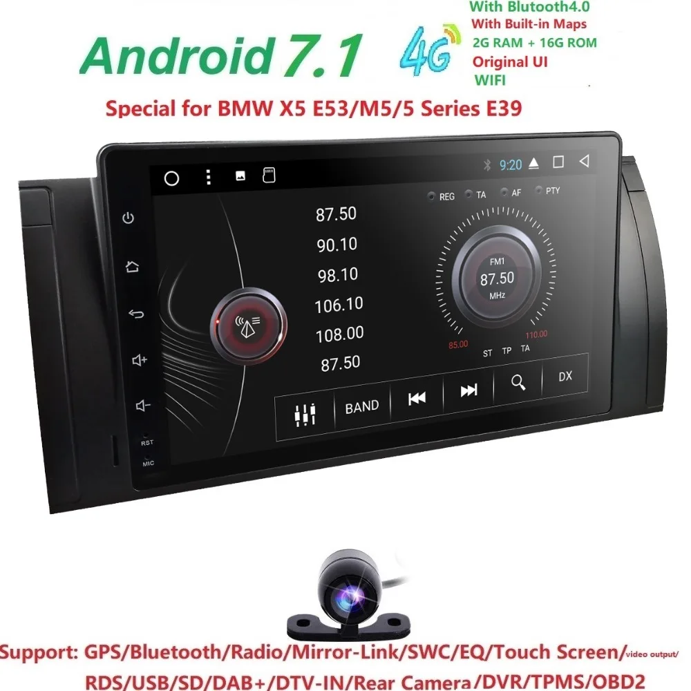 

Hizpo Android Autoradio 1din Multimedia Navigation NO DVD Player For BMW E39 BMW X5 E53 E38 M5 Stereo Head unit GPS Bluetooth EQ
