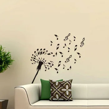 

Musical Symbols Dandelion Wall Stickers Decoration Vinyl DIY Flower Wall Decals Removable Interior Design Wallpaper