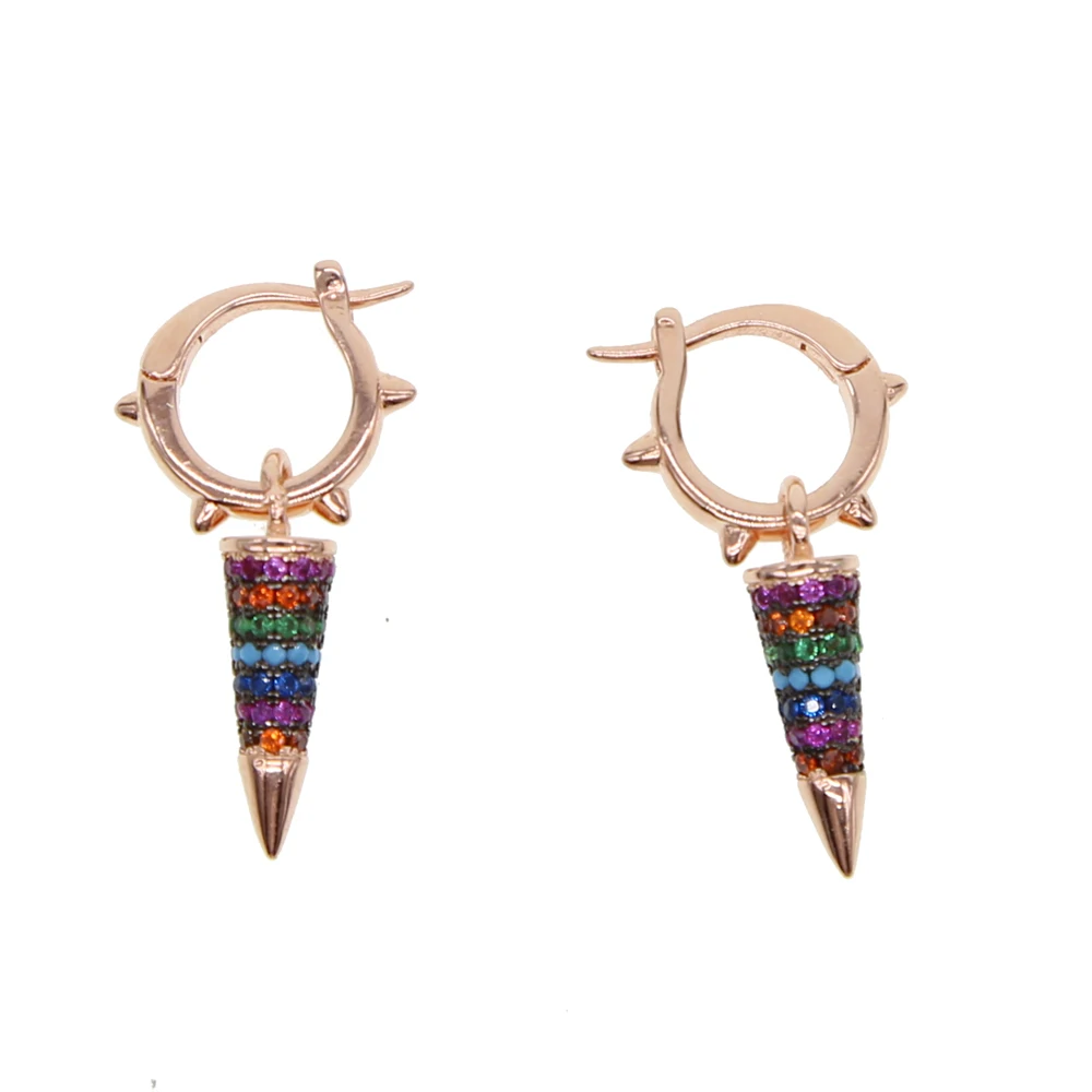 

2019 fashion Statement Punk Cone Earrings for Women Micro Pave spike jewelry wholesale high quality colorful cz elegant earring