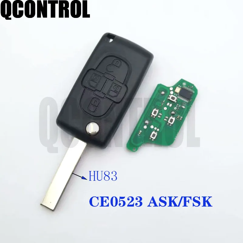 QCONTROL Автомобильный Дистанционный ключ 433 МГц подходит для peugeot 207 307 308 407 807 Expert Partner CC SW(CE0523 ASK/FSK) 4 кнопки HU83 Blade