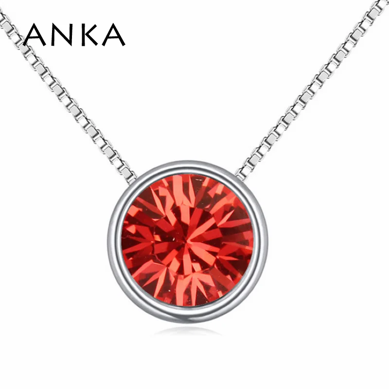 

ANKA round crystal pendant necklace with thin chain new arrival original popular style Crystals from Austria original #114655