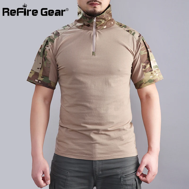 Летняя камуфляжная Военная футболка ReFire Gear Мужская дышащая армейская