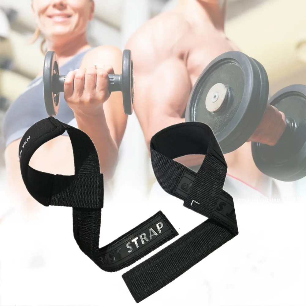 Weight Lifting Straps Gym Sports Fitness 1 Pair Wrist Belt Strap Hand Support Black Body Building Training Protection Barbell