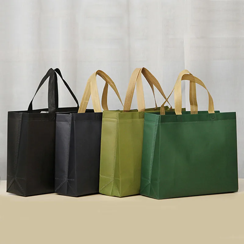 

50PCS / LOT Women Men Reusable Nonwoven Shopping Bag Large Folding Tote Grocery Bags Convenient Storage Handbags