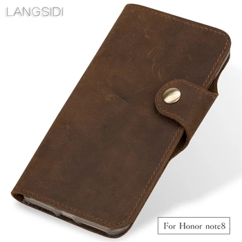 

wangcangli Genuine Leather phone case leather retro flip phone case For Huawei Honor note8 handmade mobile phone case