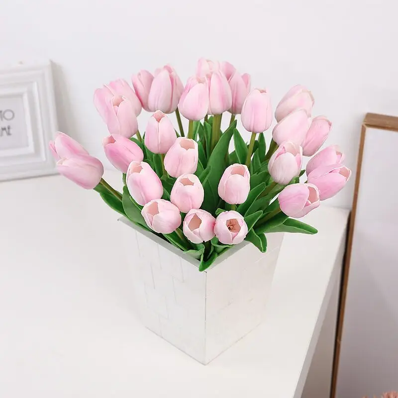 

1pcs Red Pink Tulips Artificial Flower PU Fake Tulip Real Touch Wedding Decoration Home Party Bride Flower Bouquets
