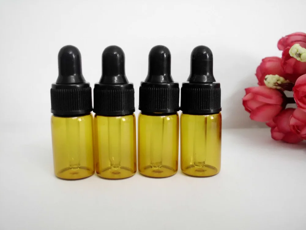 100 pcs 3ml Amber Small Glass Dropper Bottles,glass drop Vials For Essential Oil, 3ml glass