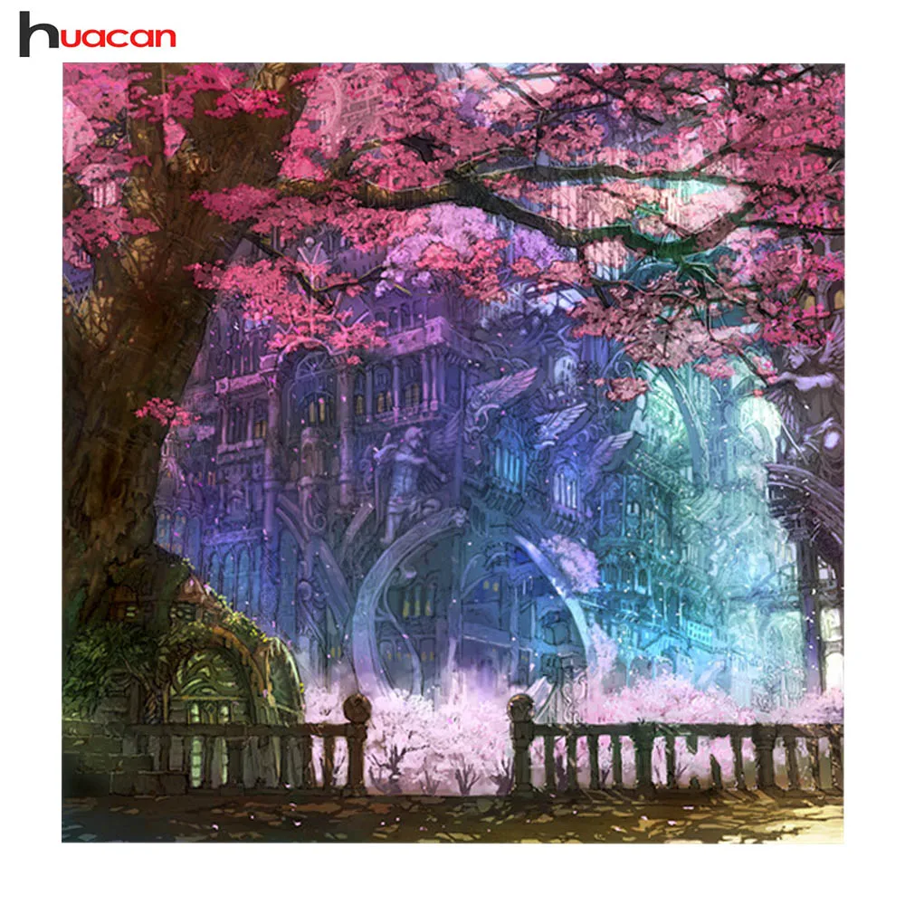 

Huacan Diamond Painting Cross Stitch Scenic Diamond Embroidery Landscape Picture Of Rhinestone Full Square Diamond Mosaic Hobby