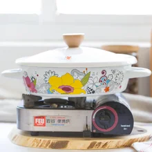 Творческий эмалированная кастрюля уши емкость для молока мультяшная чашка для приготовления супов эмалированная кастрюля Универсальный электромагнитная печь