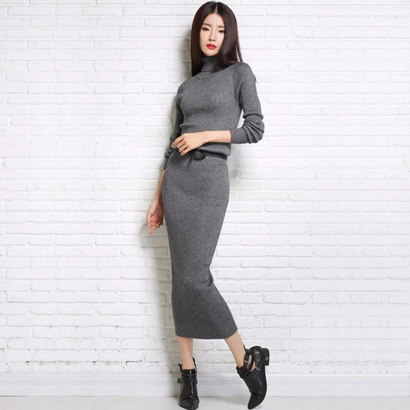 

Knitted Winter Warm Dresses Cashmere Dress Woman Long Vestido Sweaters Long Sleeve Female Pullovers Turtleneck Sweater Dress 2XL