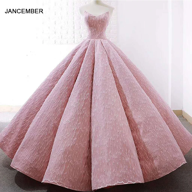 J66675 jancember розовые платья Quinceanera бальный наряд Милая-образным вырезом без рукавов вечернее платье vestido de 15 anos de дебютанток