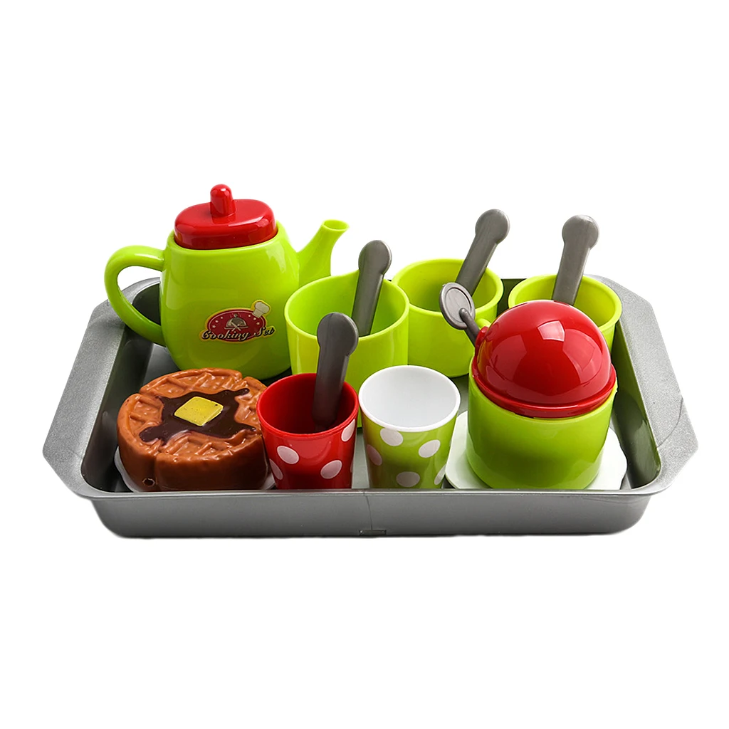 Kids Pretend Play Tableware And Kitchen Tea Set Plastic Toy Set 