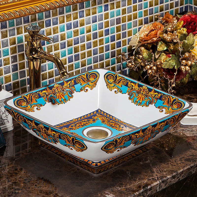 China Handmade Lavabo Washbasin Art wash basin Ceramic Counter Top Wash
