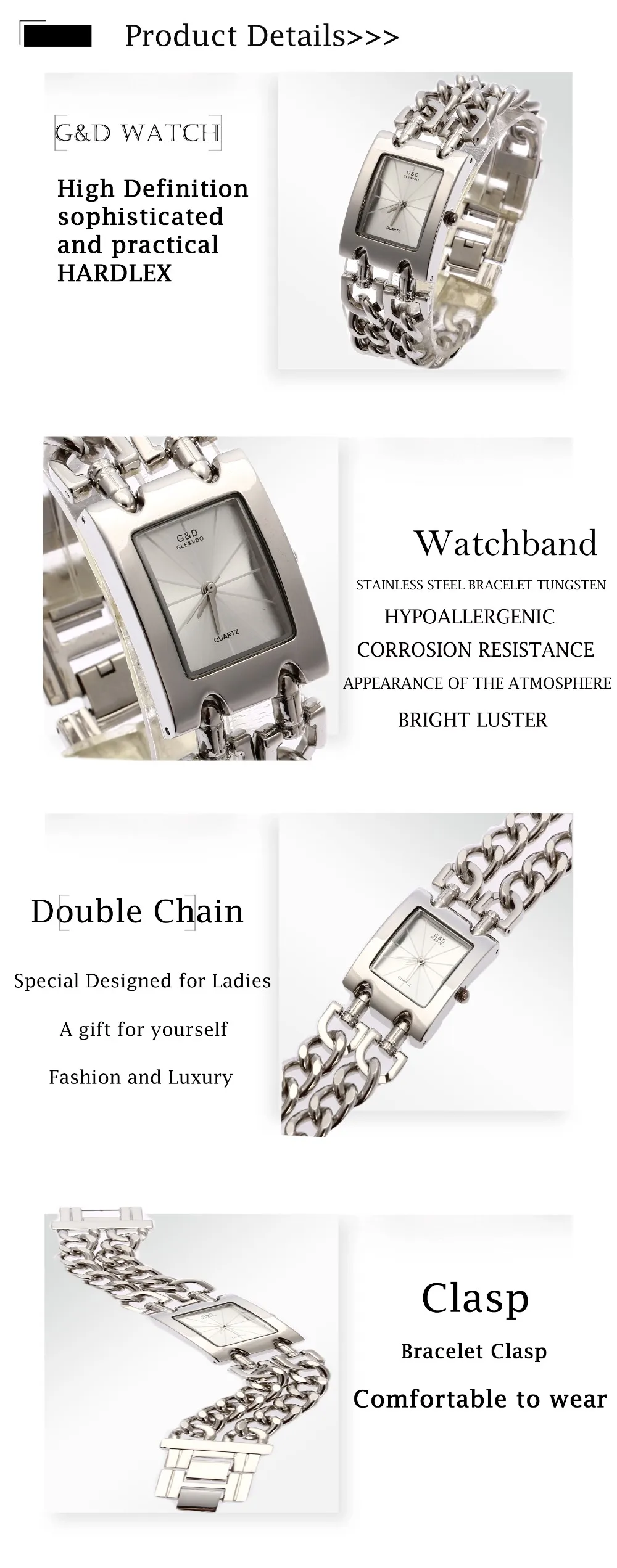 2021 New G&D Women's Watches Top Brand Luxury Quartz Wristwatches Silver Ladies Bracelet Watch Relogio Feminino Saat Reloj Mujer