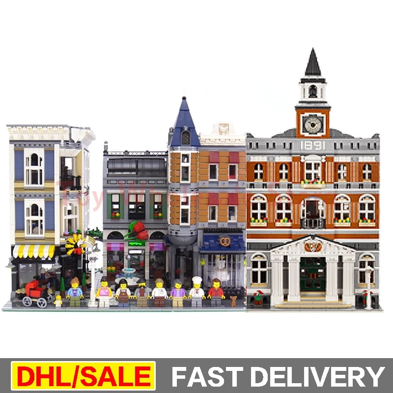 

Lepin 15003 town hall + Lepin 15019 MOC Creative The Assembly Square Model Building Blocks Bricks lepins Toy Clone 10224 10255