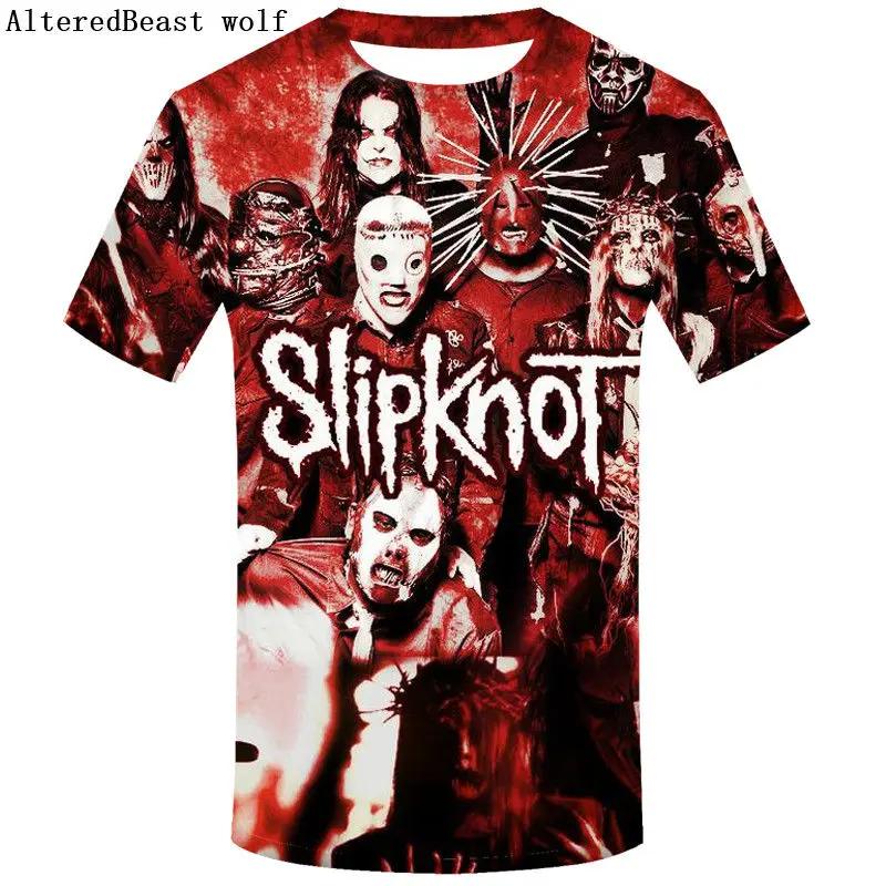 Брендовая Готическая футболка, футболка Slipknot, Панк футболки, рок футболка, принт, Мужская 3D футболка, короткий рукав, Мужская одежда, повседневная одежда