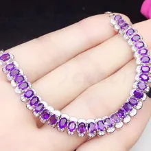 Натуральный браслет-цепочка с аметистом,, натуральный настоящий аметист, Стерлинговое Серебро 925 пробы, 0.25ct* 32 шт, драгоценный камень# SB18101614