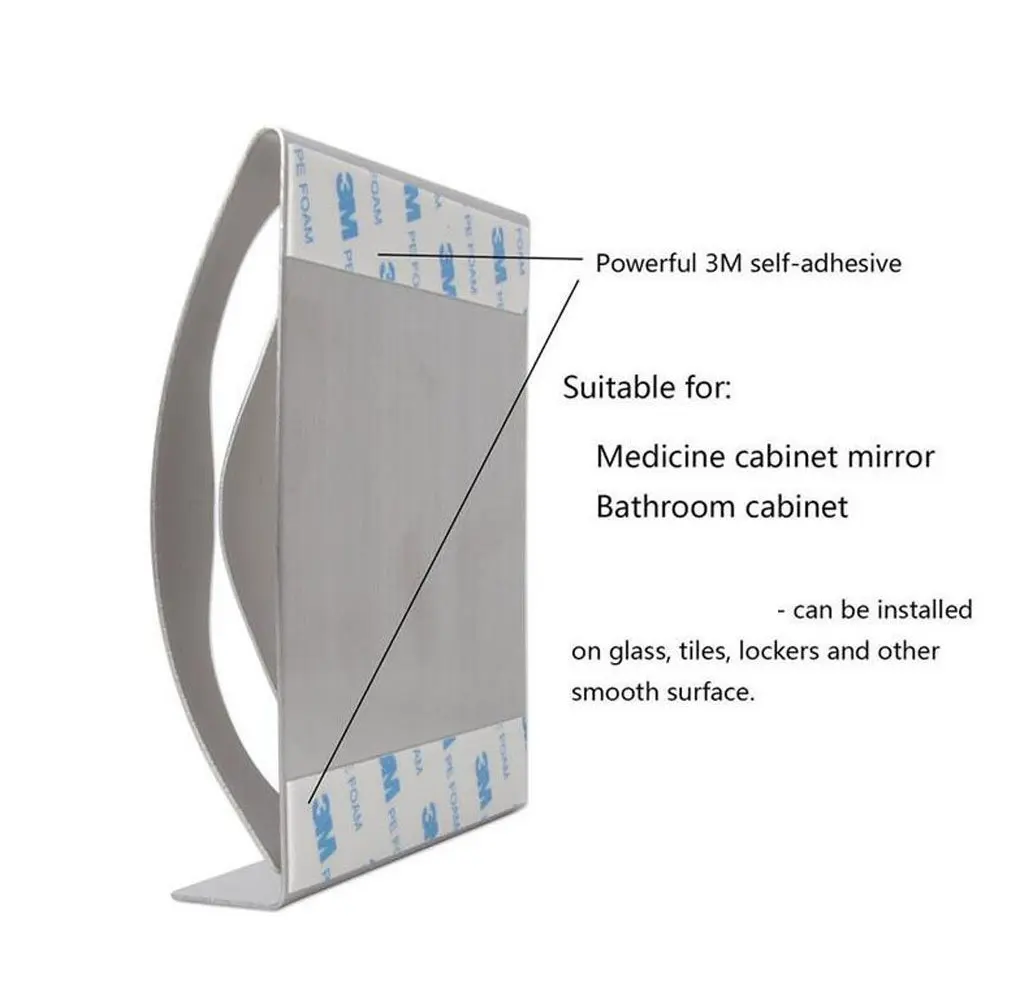 

Stainless Steel Toothbrush Holders and Toothpaste Shelf,Shaving Razor Stand,Wall Mount Adhesive Bathroom Accessories