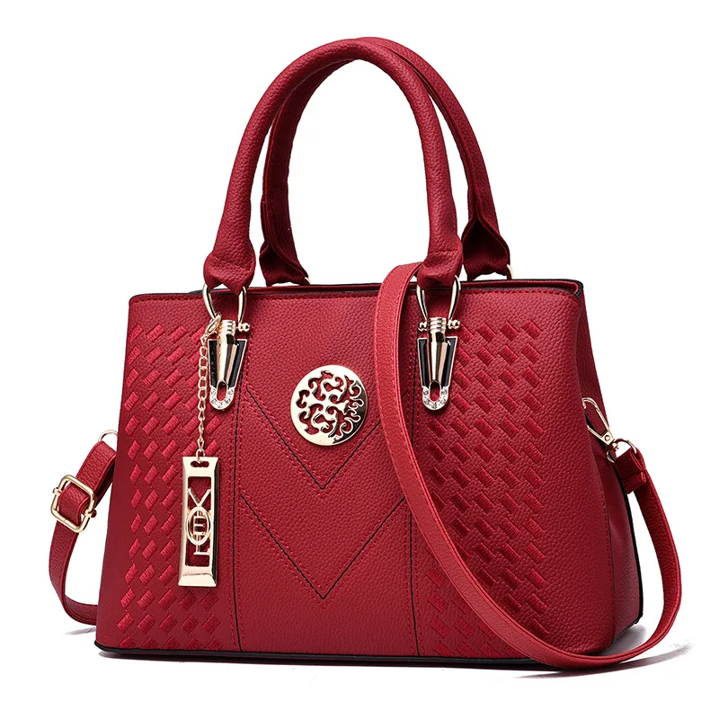 Женские кожаные сумки-мессенджеры с вышивкой, сумки через плечо для женщин - Цвет: red