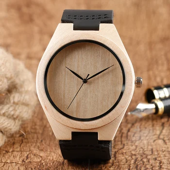 

2020 Men's Bamboo Wooden Wristwatches With Genuine Leather Band Luxury Japan Quartz Wood Watches for Men Women as Gift