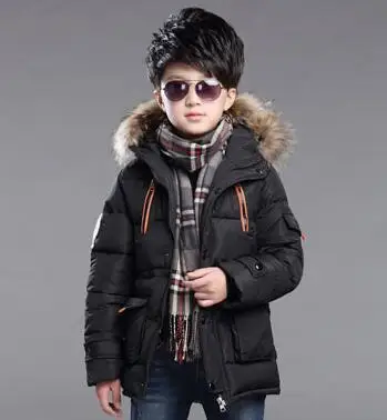 

JUNSHANANGEL children Down & Parkas 5-12T winter kids outerwear boys casual warm hooded jacket for boys solid boys warm coats
