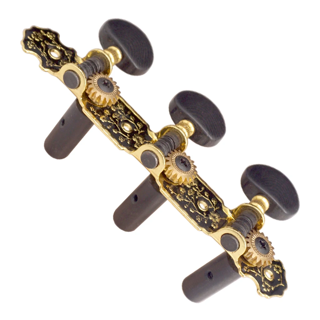 2pcs Gold&Black Plate Classical Guitar Strings Tuning Pegs Keys Tuners Musical Stringed Instruments for Classical Guitars Parts