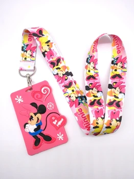

New 10pcs cartoon Minnie Credit Card Holders Bank Card Neck Strap Card Bus ID holders Identity badge lanyard key chains G20