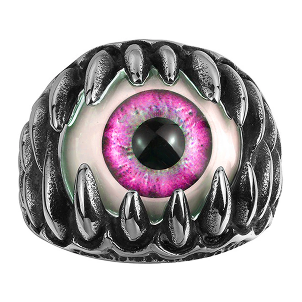 Men's Gothic Evil Eye Ball Design Charm Ring Punk Finger Jewelry Gift Stainless Steel Rings Men Fashion Jewelry New Arrival