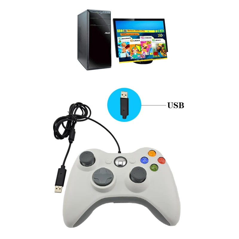 Hot Offer Data Frog Black And White Wired Vibration Gamepad With USB