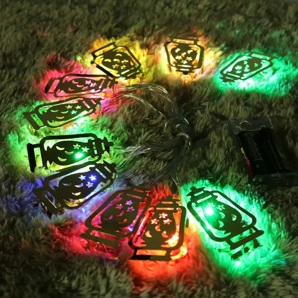 LED Lantern Decoration Battery Operated Golden Fanoos String Fairy Holiday Light for Party Home Islamic Eid Ramadan Decor