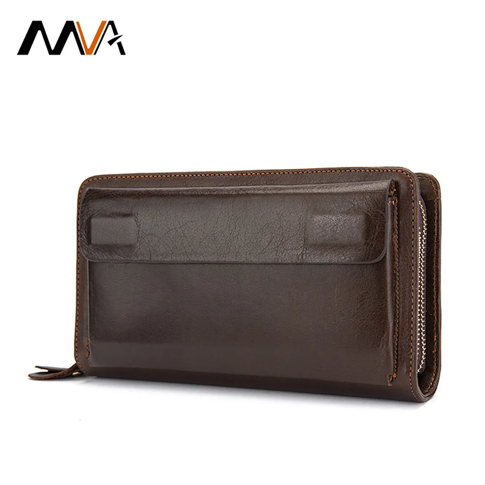 

MVA 2018 Genuine Cow Leather Men Wallets Long Style Large Capacity Card Holder High Quality Male Pursre Brand Business Wallets