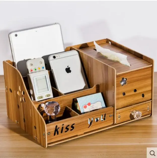 

Paper towel box remote control storage box living room creative coffee table European wood multi - function
