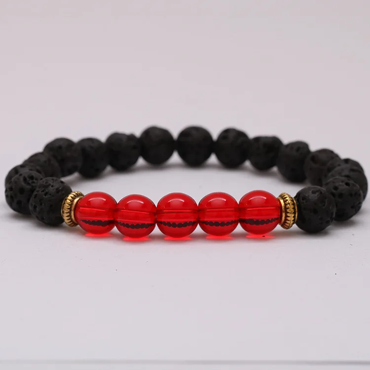 Buddha Prayer Natural Stone Bracelet For Women LAVA beads bracelets (8)