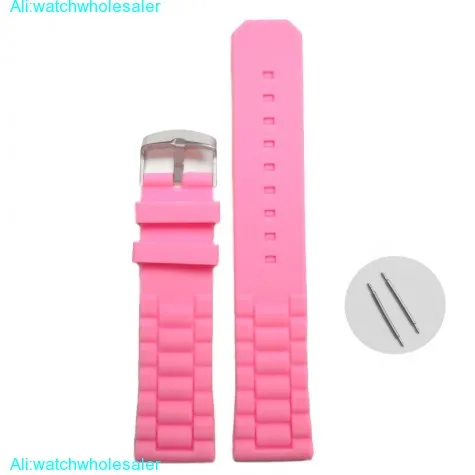 22mm Good Charm Pink Silicone Jelly Rubber Ladies Watch Band Straps WB1052A22JB